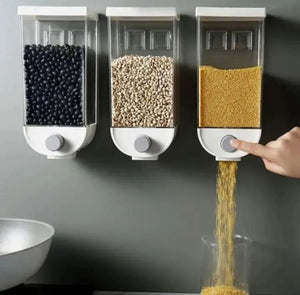 1Pc 1500ml Self-Adhesive Wall-Mounted Grain & Rice Dispenser – Kitchen Food Organizer for Dry Fruits & Cereals