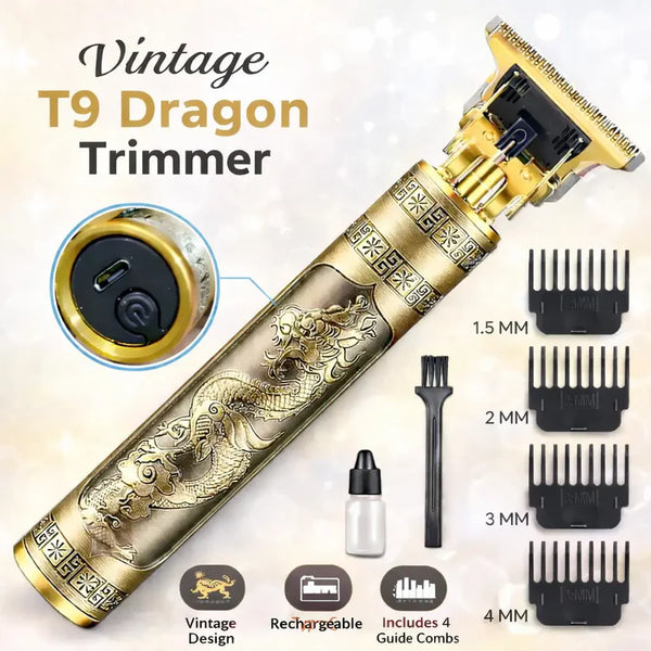 T9 Gold Hair Trimmer – Premium Rechargeable Beard & Hair Clipper with Adjustable Combs