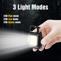 Rechargeable Mini COB LED Flashlight Keychain – Portable Pocket Torch with Bottle Opener