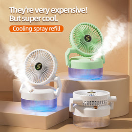 800ML Rechargeable Misting Fan – Portable Foldable Desktop Humidifier Fan with Blue Light
