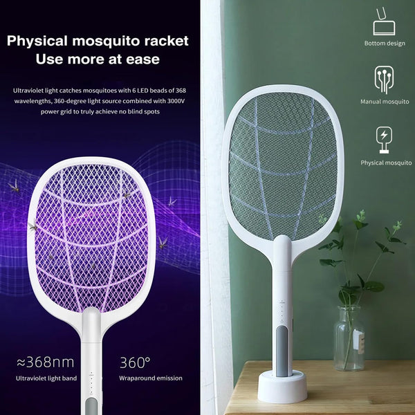 Nova Mosquito Killer Swatter 2-in-1 – Rechargeable Electric Racket & UV Lamp with Type-C Charging