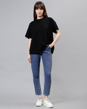 Women Black Plain Jersey T-Shirt – Soft Casual Wear