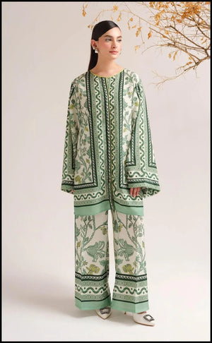 Green Printed Swiss Lawn Suit for Women – 2 Pc Eid & Casual Wear (M & L)
