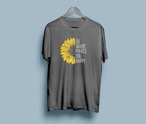 Women Grey Sunflower Printed T-Shirt – Cotton Casual Wear