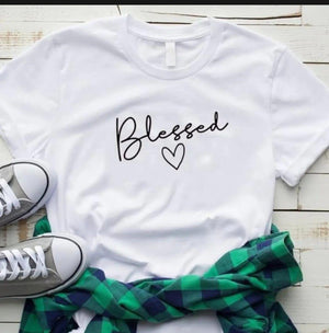 Women White Blessed Heart Printed T-Shirt – Cotton Casual Wear