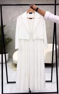 2 Pcs White Cotton Frock & Shirt Set for Women – Standard Size