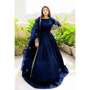 Black & Blue 3-Piece Embroidered Lehenga Set – Shamoz Silk