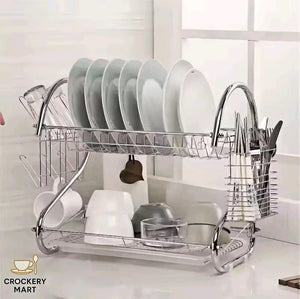 Stainless Steel Dish Drying Rack – Kitchen Countertop Dish Drainer with Utensil Holder