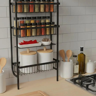 3 Tier Kitchen Spice Rack Organizer – Wall Mounted Metal Masala Rack Storage Shelf