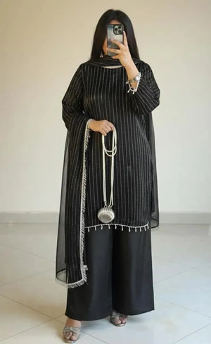 Shamoz Silk 3 Pc Patch Work Suit for Women – Stitched (Standard Size)