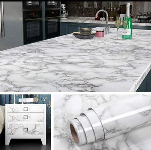 Oil Proof Marble Kitchen Sticker 60×200cm – Self Adhesive PVC Wall & Cabinet Covering Sheet