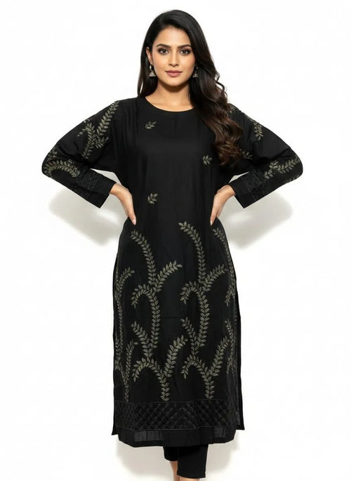 Black Embroidered Lawn Shirt for Women – Eid & Festive Wear