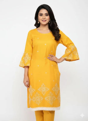 Yellow Embroidered Lawn Shirt for Women – Eid & Festive Wear