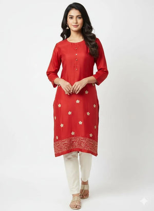 Red Embroidered Lawn Kurta for Women – Eid & Festive Wear