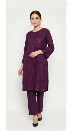 Women Purple Embroidered Lawn Shirt – Stitched Casual Wear