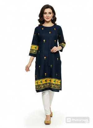 Women Blue Embroidered Lawn Shirt – Stitched Casual Wear