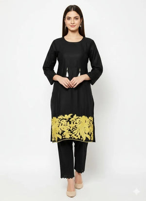 Women Black Embroidered Lawn Shirt – Stitched Casual Wear
