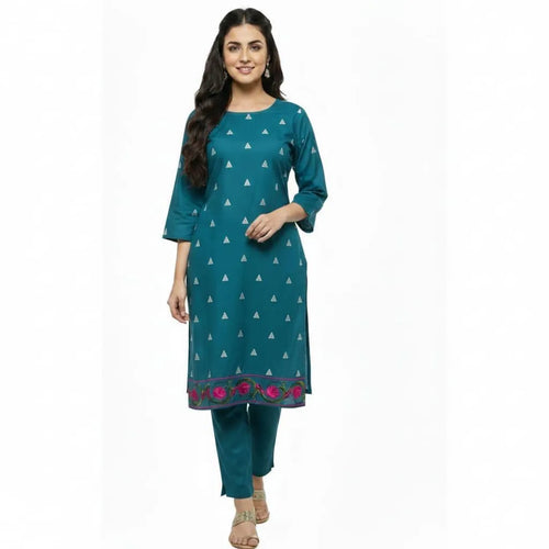 Women Blue Embroidered Lawn Shirt – Stitched Casual Wear